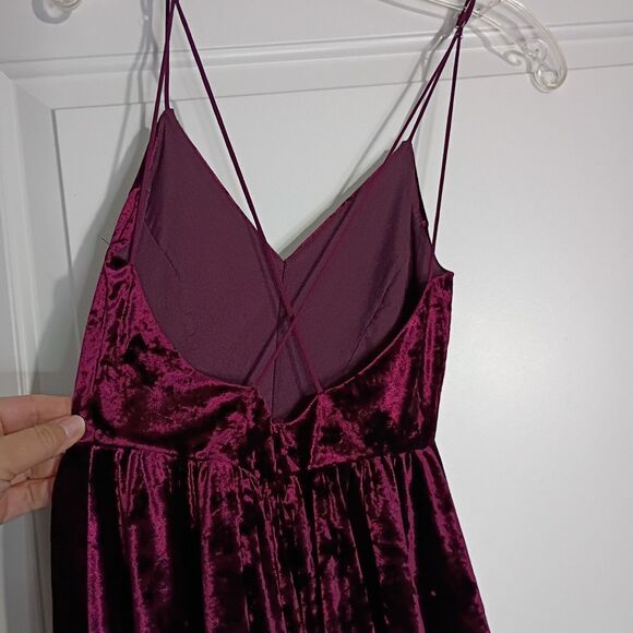 Silence + Noise Burgundy Crushed Velvet Romper S Stretch Vamp Romantic Goth UO - Picture 5 of 8